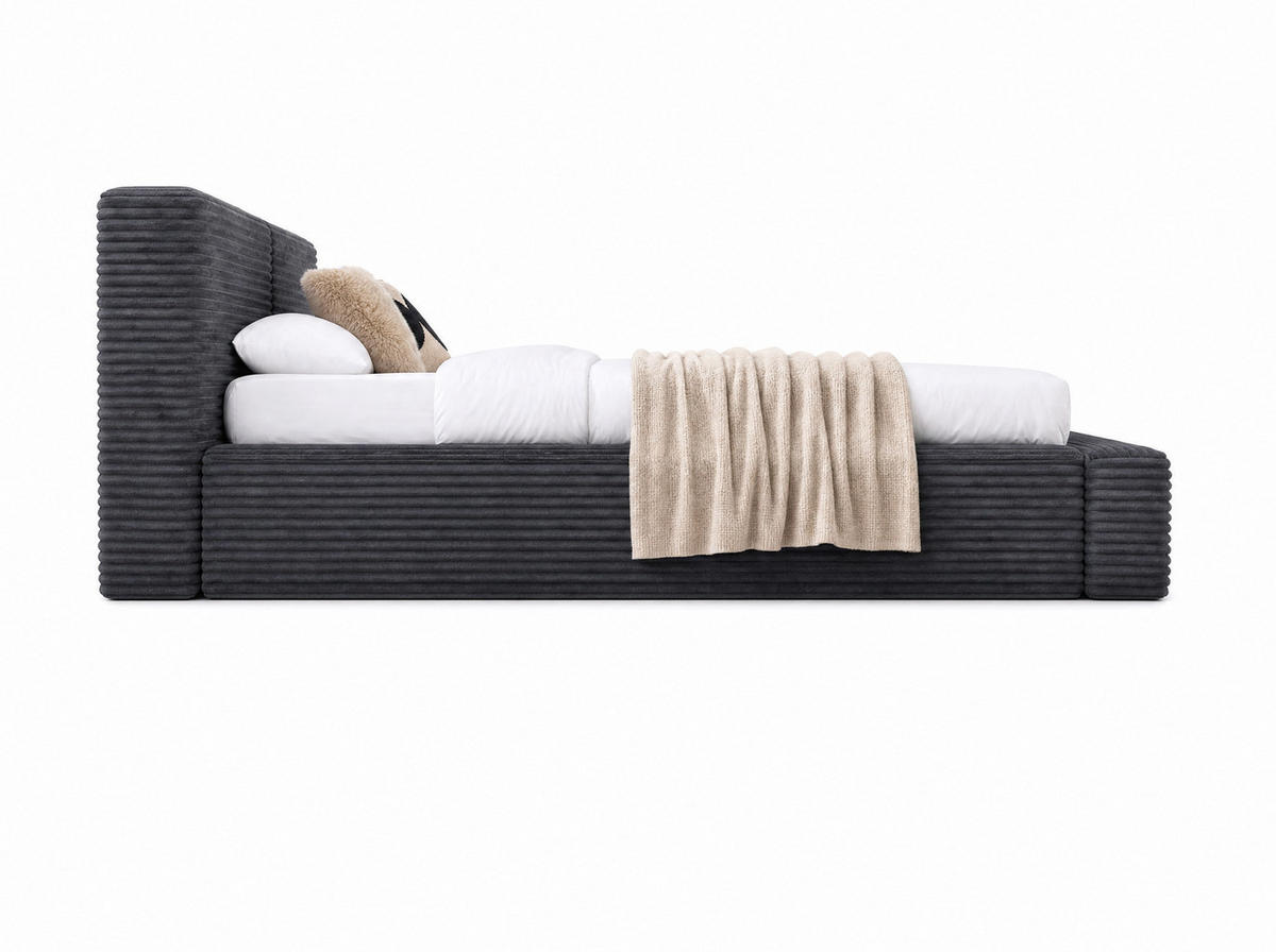 POLSTERBETT Nara Anthrazit 200/200 cm mit Bettkasten - Anthrazit, Textil/Metall (200/200cm) - wonello