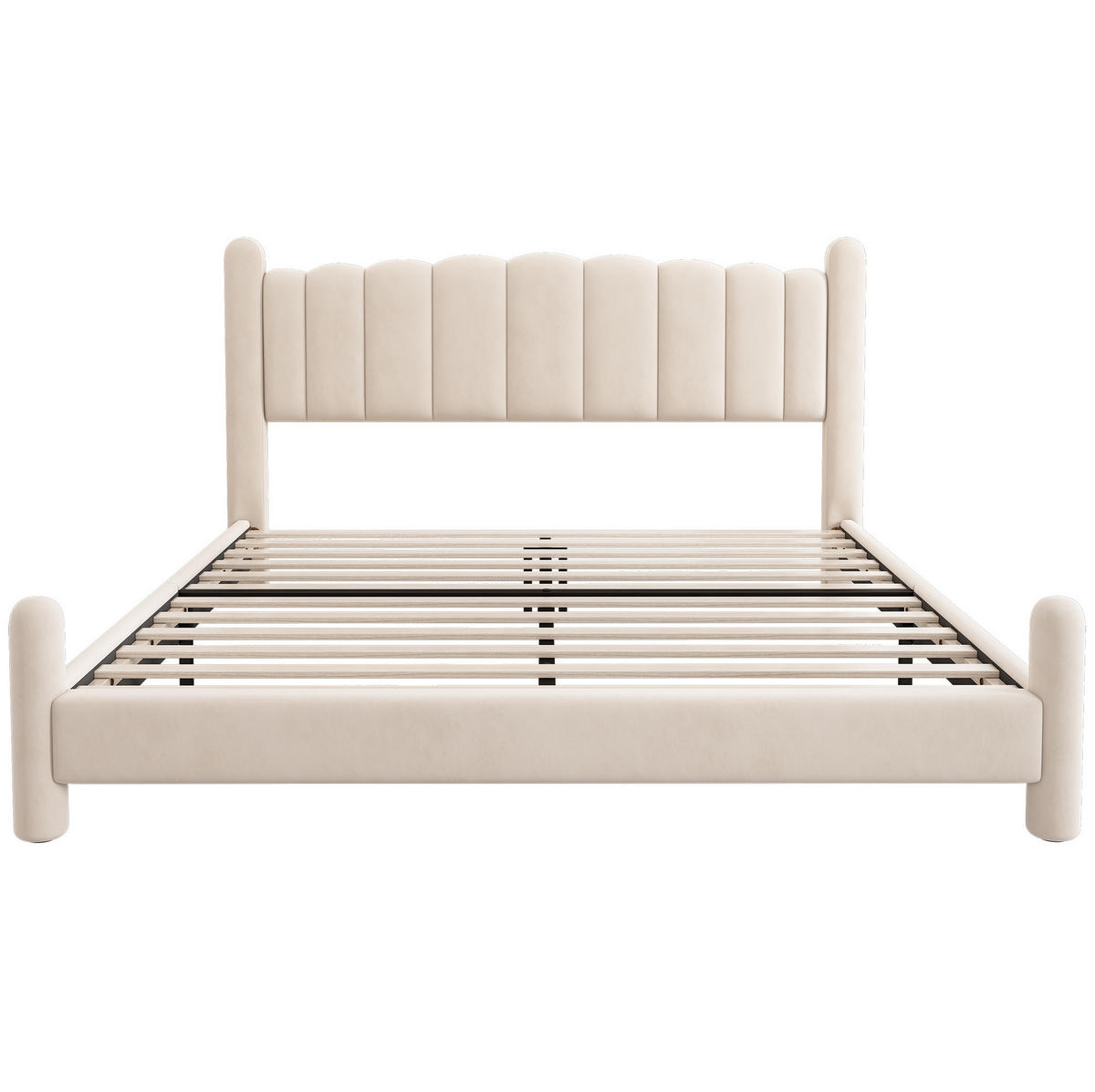 POLSTERBETT mit Lattenrost 160x200 cm Samt Beige - Beige, Metall (160/200cm) - Meubliv
