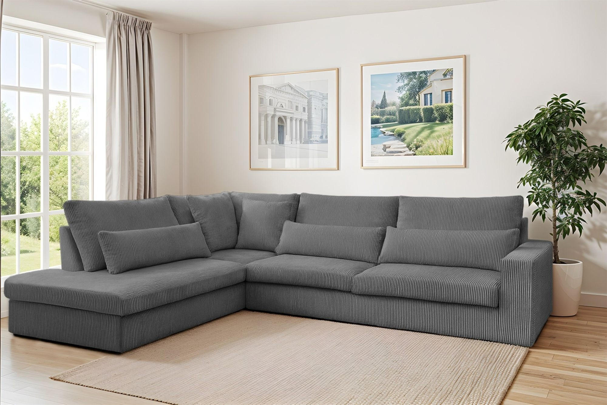 ECKSOFA Thora - Grau, Holzwerkstoff/Textil (315/245cm) - Fun Möbel