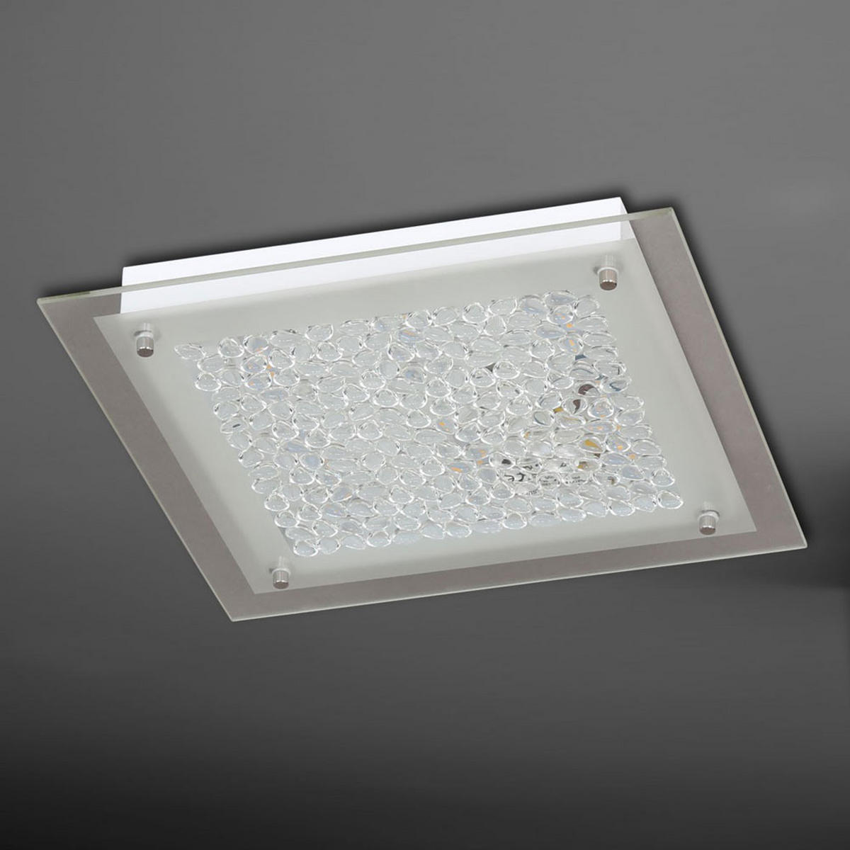 LED DECKENLEUCHTE Merle Chrom Weiß - Weiß, Glas (25/25/5cm) - Wofi