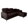 ECKSOFA L Form Ribella 5 Schokobraun 265/180/100 cm Rechts mit Schlaffunktion - Schwarz/Braun, Textil/Metall (265/180cm) - AX Living