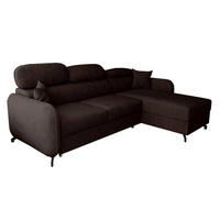 ECKSOFA L Form Ribella 5 Schokobraun 265/180/100 cm Rechts mit Schlaffunktion - Schwarz/Braun, Textil/Metall (265/180cm) - AX Living