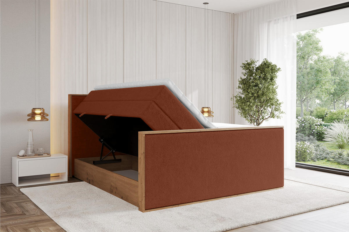 BOXSPRINGBETT LOLLI9 -Z-KING 140x200 - H3/H4 Rot - Rot, Holzwerkstoff (140/200cm) - ALTDECOR