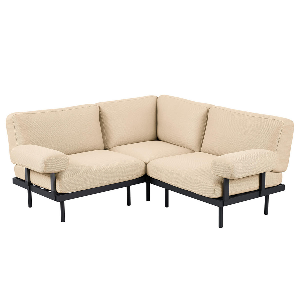 OUTDOOR-ECKSOFA - Beige, Textil/Metall (186/80/186cm) - home24