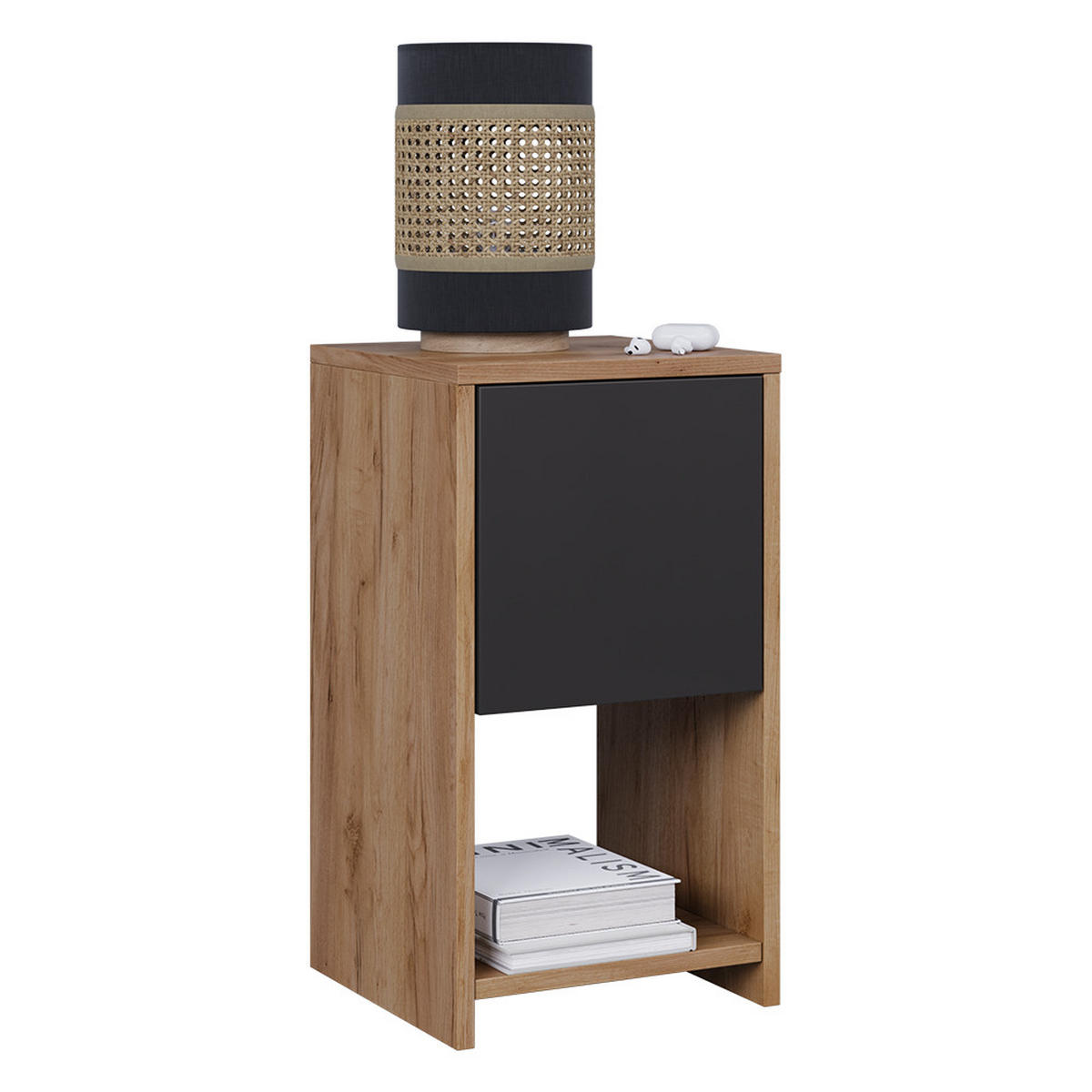 NACHTTISCH Evo Goldkraft Eiche/Anthrazit 30 x 55 cm mit Schublade - Honigeiche, Holzwerkstoff (30/55/30cm) - Vicco