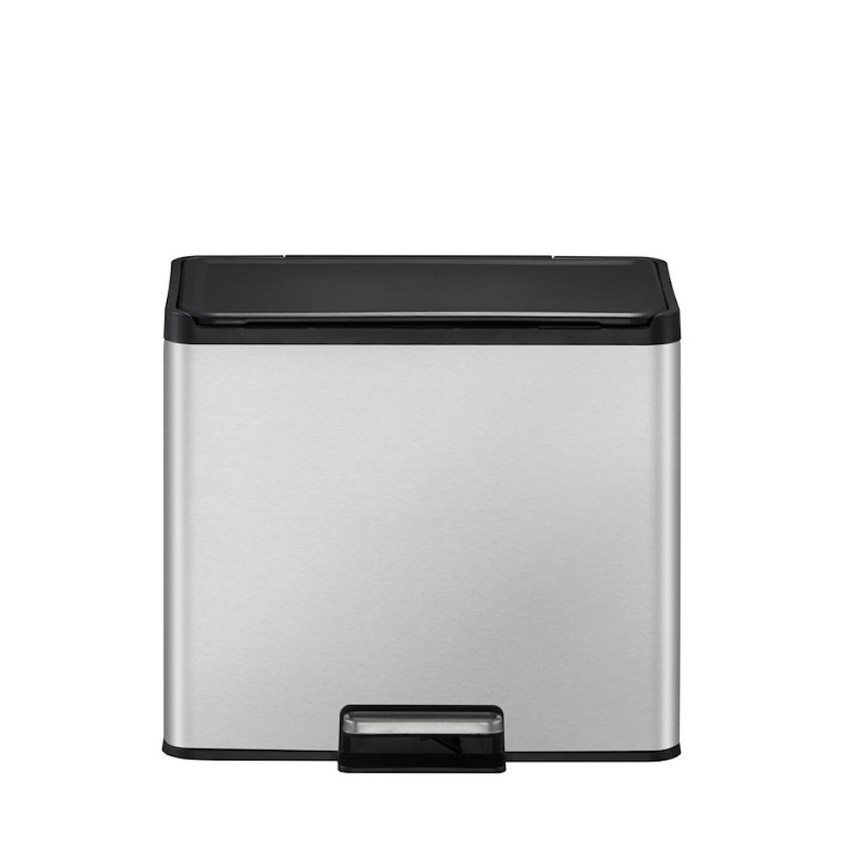 MÜLLEIMER Rechteckiger Aus Gebürstetem Edelstahl Mit Soft Close & Stay Open Deckel 29 Liter 41,1 x 46,2 x 38,8 cm Silber - Silberfarben, Metall (46.2/41.1/38.8cm) - PROREGAL