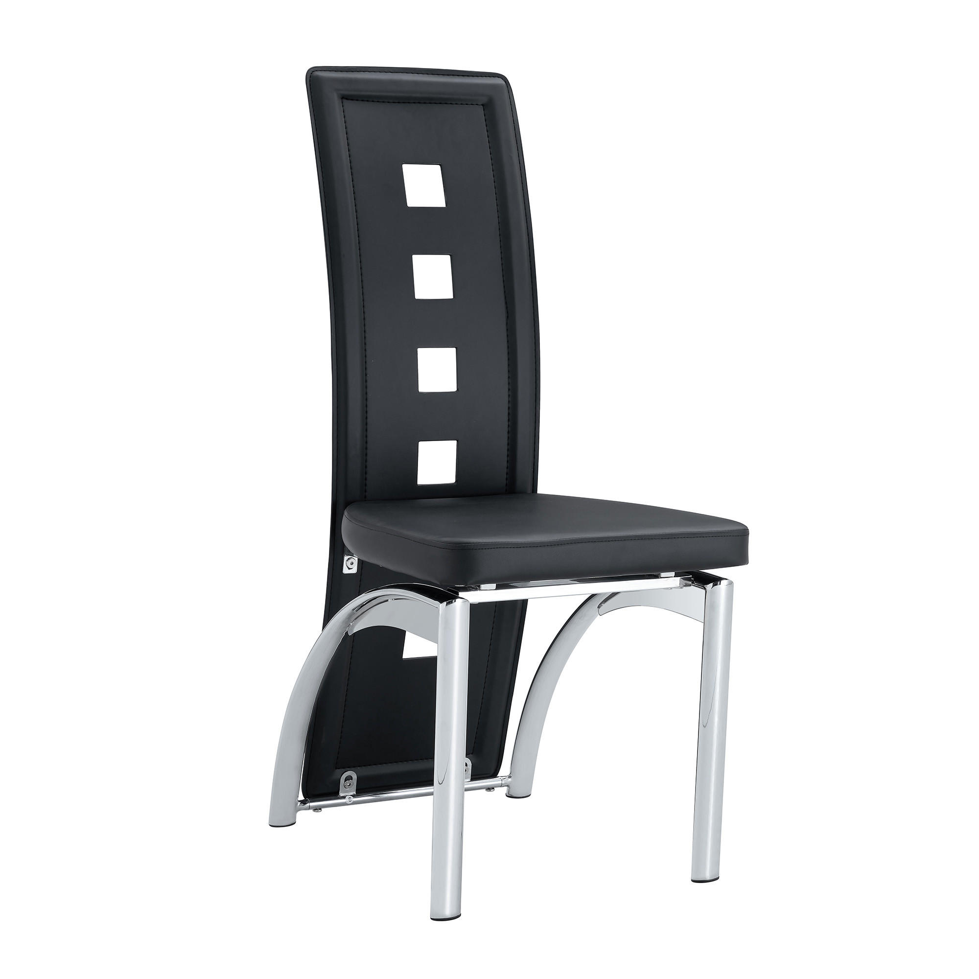 STUHL-SET DE-36590 2 Stück mit PU-Bezug und Metallbeinen Schwarz - Schwarz, Metall (49/102.5/43cm) - ComfortXL
