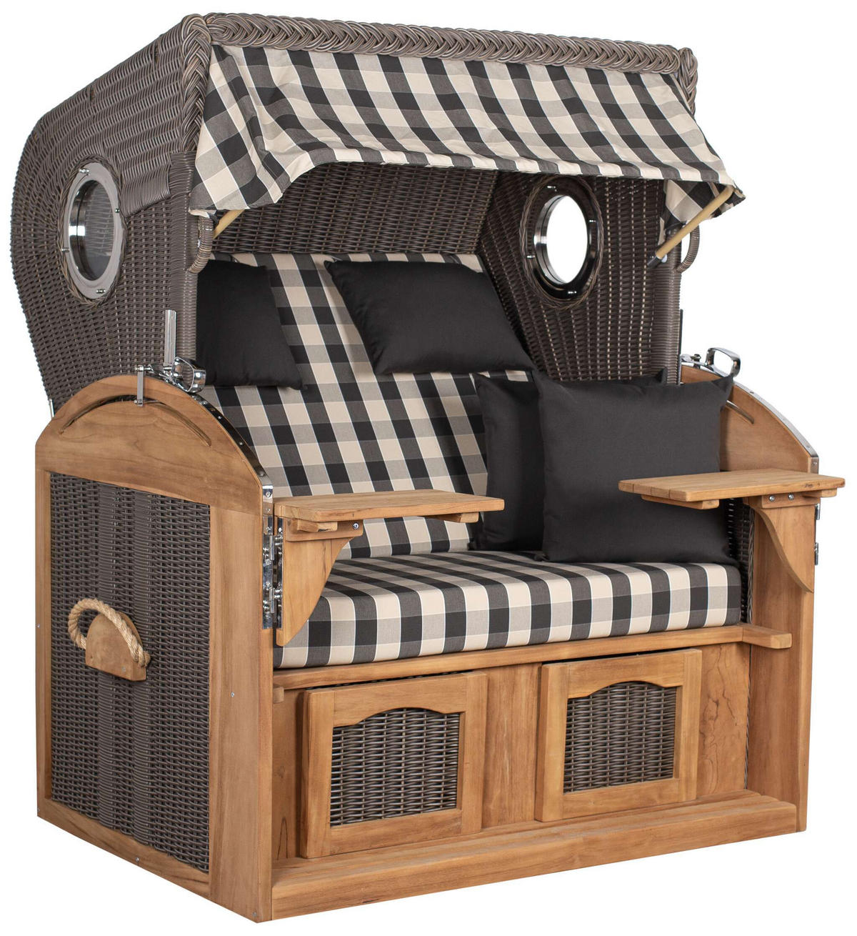 STRANDKORB XL Schillig Bullauge - Braun/Grau, Metall (142/170/95cm) - Mr. Deko