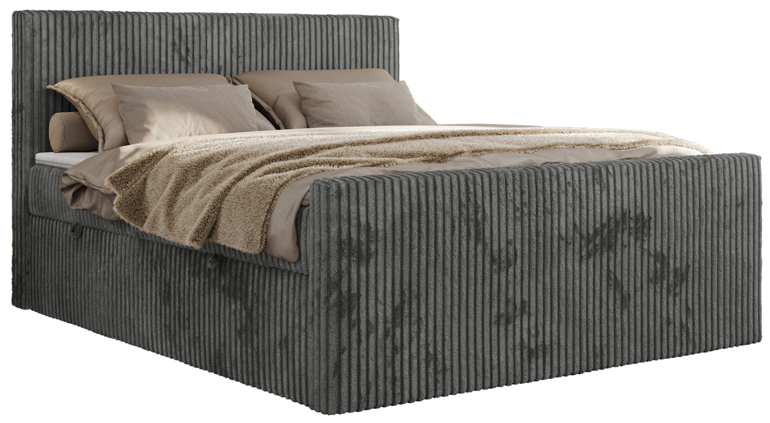 BOXBETT TILIANO DUO 140/200 - Grau Cord - H3 - Grau, Textil (140/200cm) - MKS