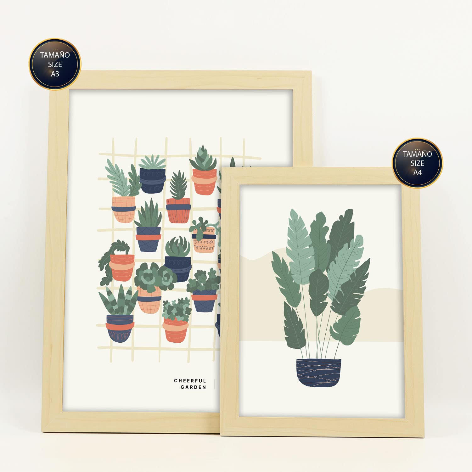 POSTER Set Mit 6 Minimalistischen In Pastellfarben Wüstenpflanzen Drucke Von Landschaften Und Natur Für A3 & A4 Rahmen Aus Hellem Holz - Beige, Papier (29/3cm) - Nacnic
