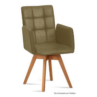 ARMLEHNSTUHL drehbar (8er-Set) Dorie 52x91x60 Eiche geölt/Olivgrün - Eichefarben/Olivgrün, Kunststoff (60/91/52cm) - 58aufmkessel