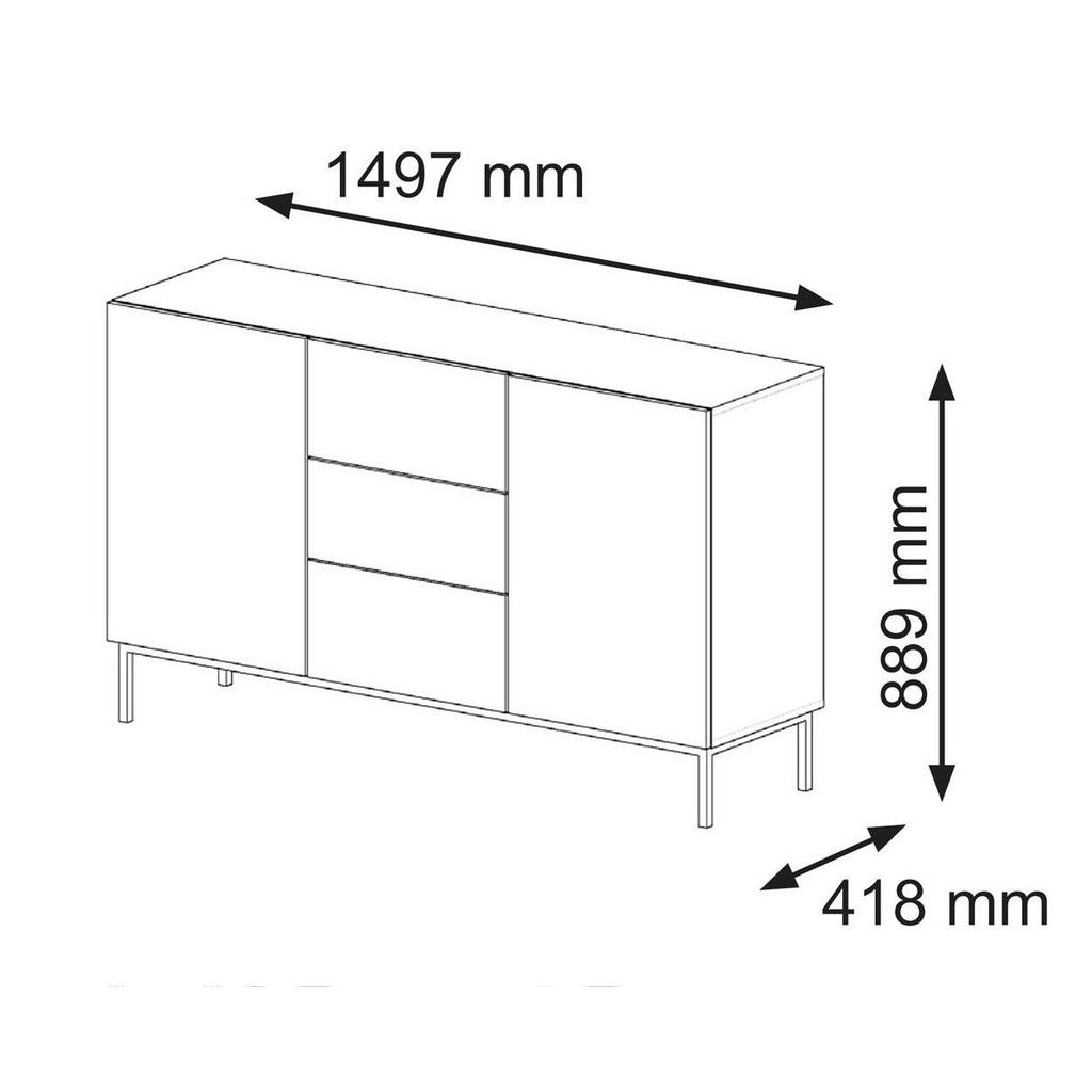 Thumbnail - Furnlux Sideboard, Schwarz, Holzwerkstoff, Nachbildung, 150x89x42 cm, Hergestellt in Europa, Wohnzimmer, Kommoden & Side...