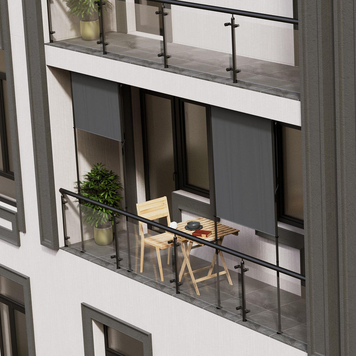 SENKRECHTMARKISE Barbados grau 120 x 310 cm - Grau, Textil (120/310cm) - Juskys