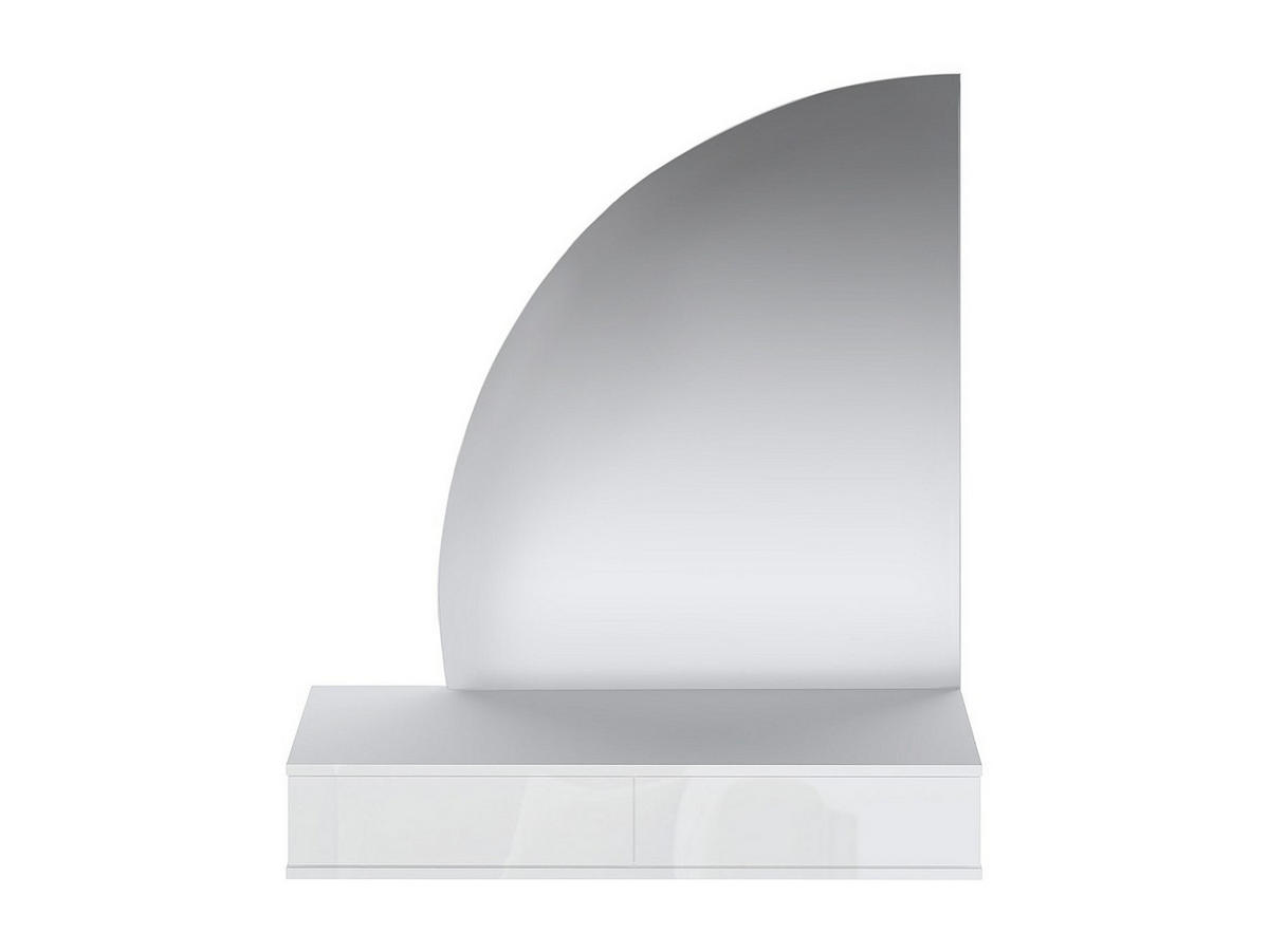 FRISIERTISCH hängend mit LED-Spiegel - 2 Schubladen - Weiß glänzend - JINEZA - Weiß, Holz (100.2/111.5/42.2cm) - Vente-Unique