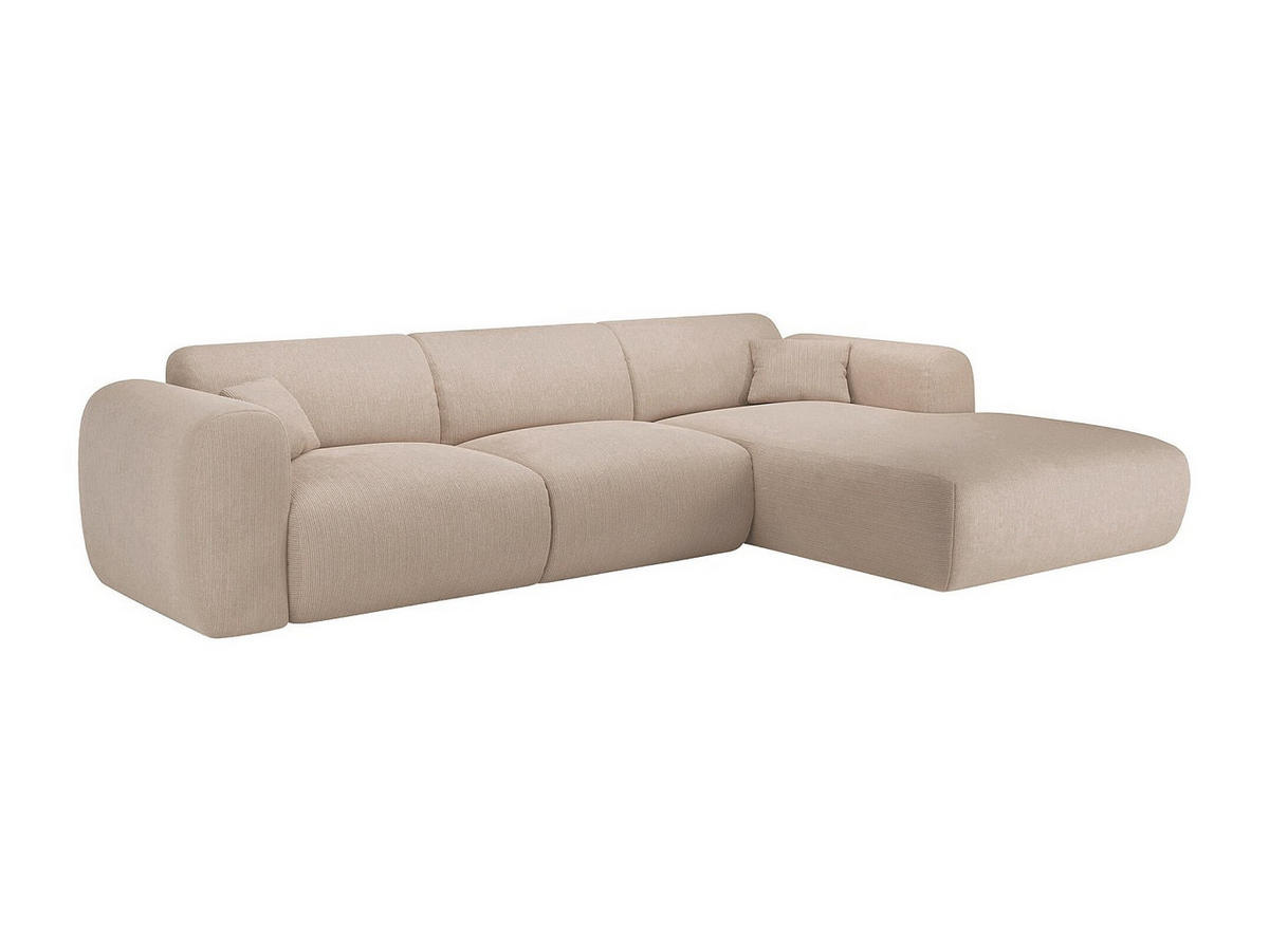 SOFA ohne Schlafmöglichkeit - 5 Personen - Samt, Stoff - Beige - - Beige, Textil (280/165cm) - Vente-Unique