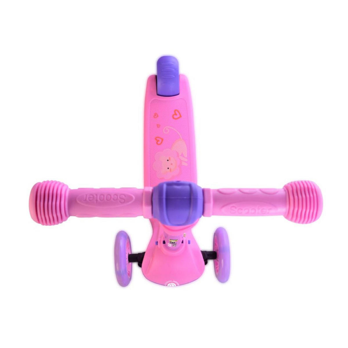 KINDERROLLER Tamtam 3 Räder rosa höhenverstellbar, Leuchträder, Fußbremse - Rosa, Metall (52/26/77cm) - Lorelli