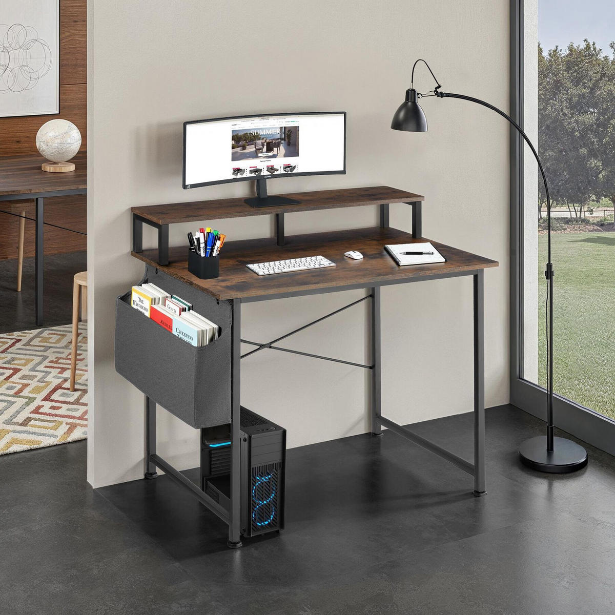 SCHREIBTISCH Thornton, 120 x 60 x 110 cm, Industrial Holz dunkel, rustikal - Rostfarben, Holzwerkstoff (60/120/90cm) - tectake