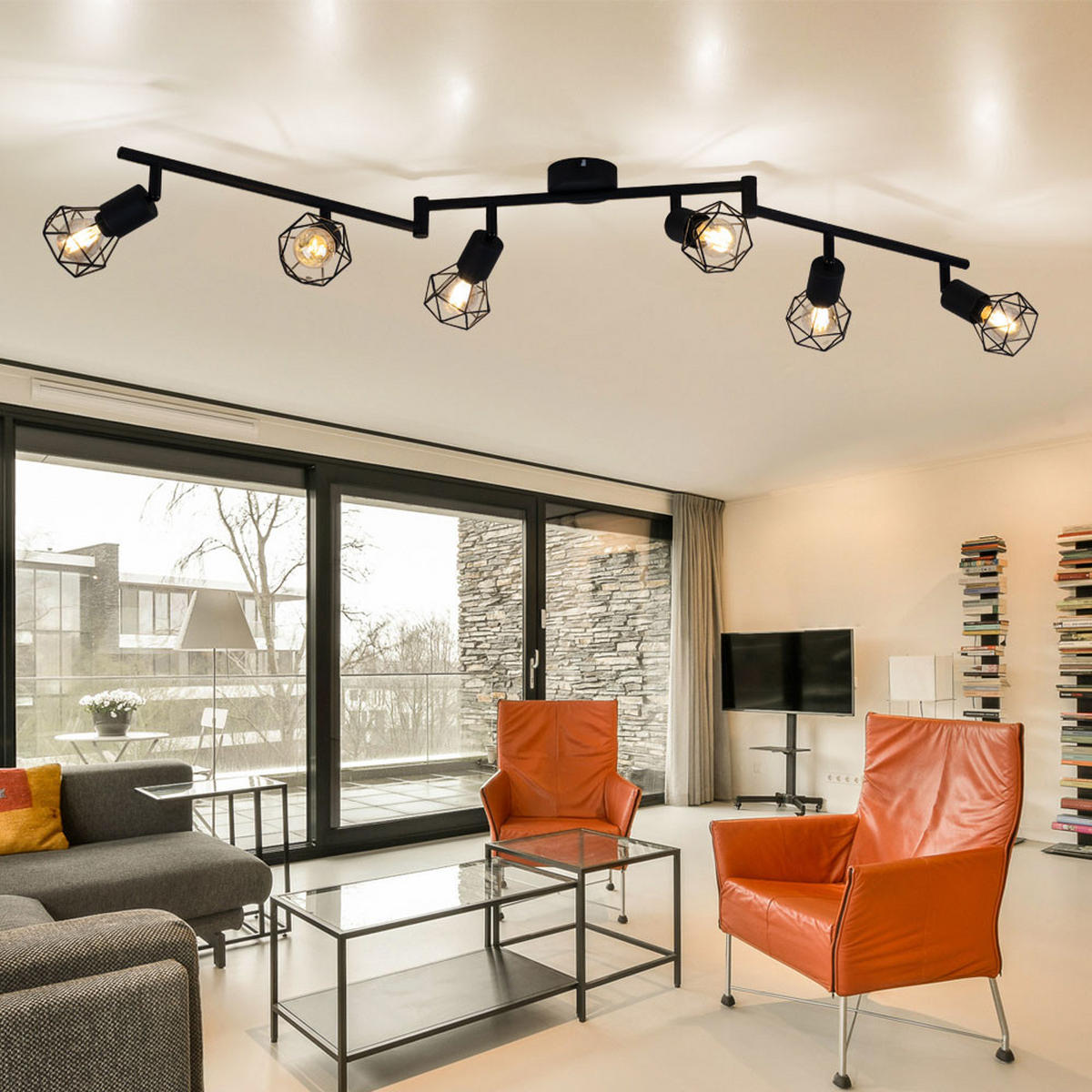 DECKENLEUCHTE XARA I Schwarz Matt - Schwarz, Metall (120/8/22cm) - Globo Lighting