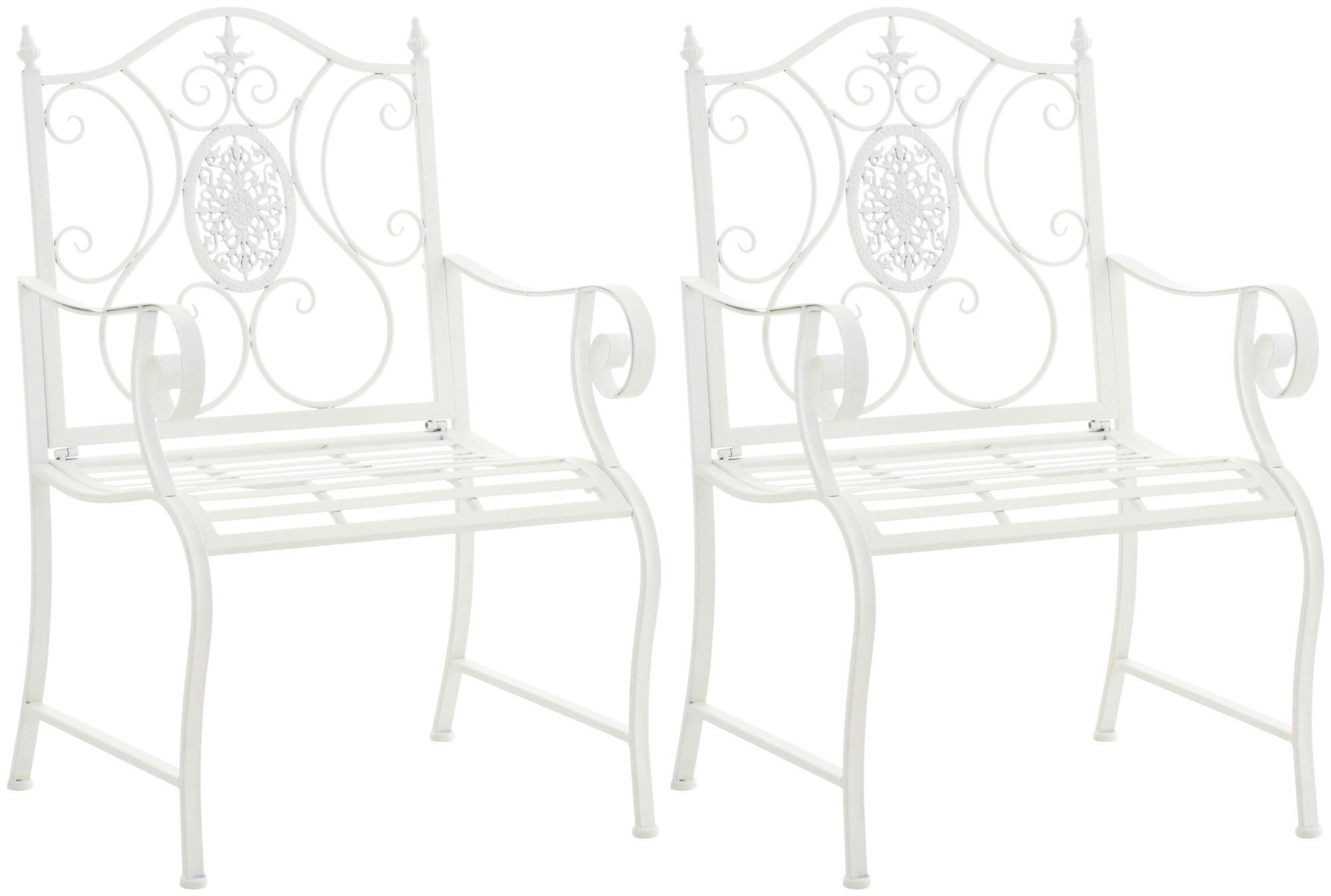 GARTENSTUHL 2er Set Metall weiß - Weiß, Metall (62/94/53cm) - CLP