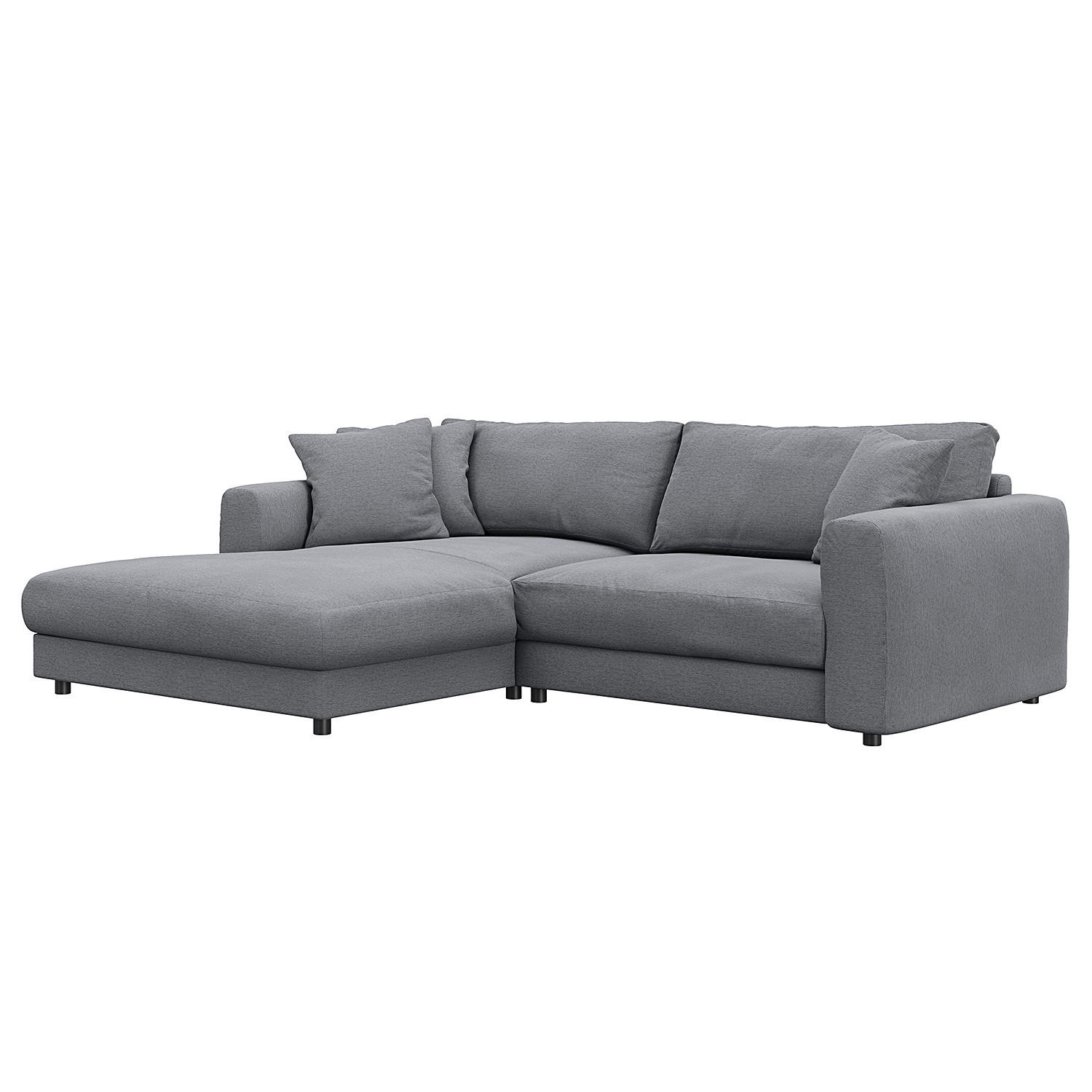 ECKSOFA mit Longchair - Schwarz/Grau, Holz/Kunststoff (238/183cm) - home24