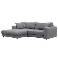 ECKSOFA mit Longchair - Schwarz/Grau, Holz/Kunststoff (238/183cm) - home24