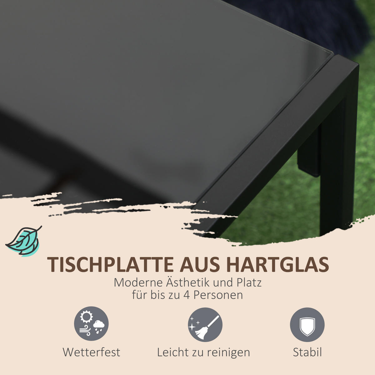 GARTENMÖBEL-SET, Stahl, Grau+Schwarz - Multicolor, Metall - Outsunny