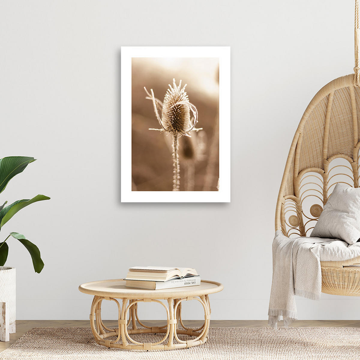 WANDBILD teeblume im makromaßstab - Beige, Textil (40/60cm) - Feeby