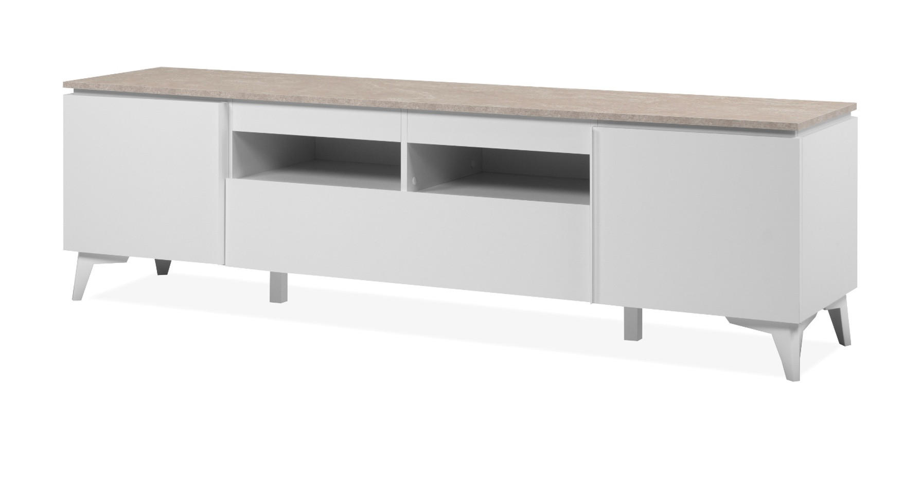 Furn.Design Tv-Lowboard Weiß, Sand 177x52x40 cm