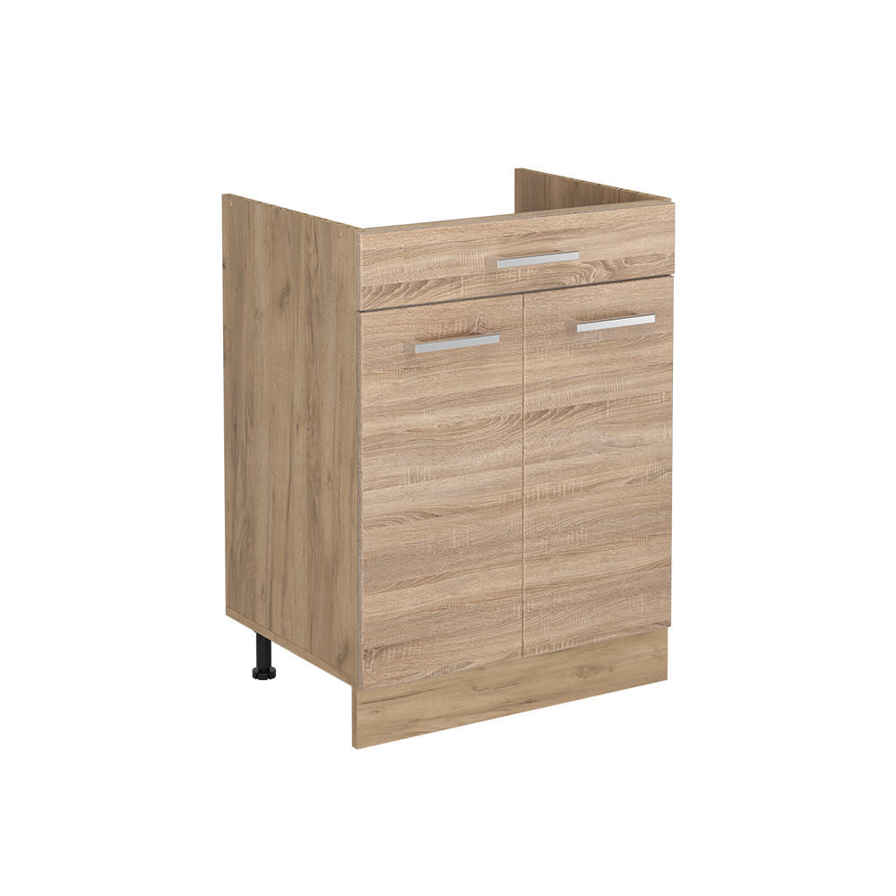KÖKSUNDERSKÅP R-Line, Sonoma/Goldkraft ek, 60 cm med låda utan bänkskiva Sonoma ek, Honungsek 81.6/60/46 cm