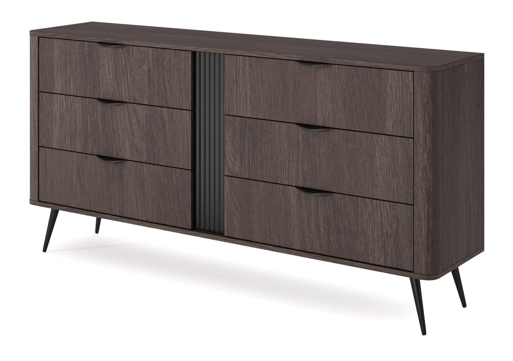 KOMMODE mit Schubladen Estera 163 cm, Braun, Eiche Dunin - Eichefarben/Schwarz, Holz/Metall (163/81/38cm) - Emporius