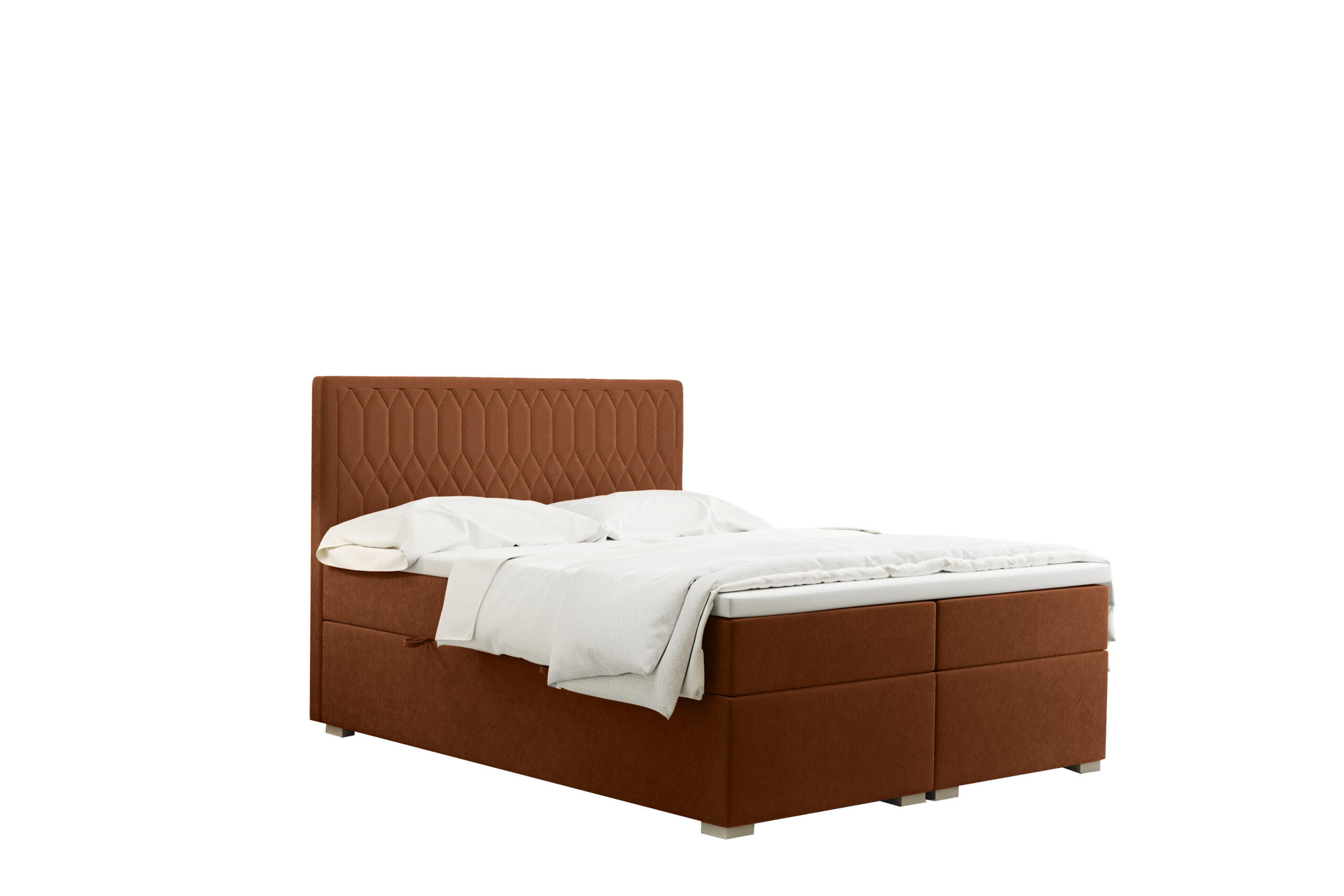 BOXBETT Mit Bettkasten Matratze Topper RIMINI Stoff Riviera Ceglas 180x200 cm H2-Pocket - Orange, Holz/Textil (180/200cm) - Kaiser Möbel
