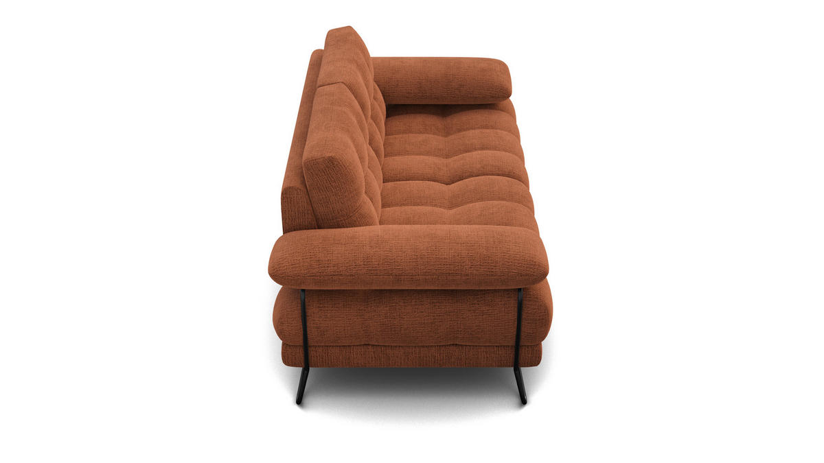 SOFA BUBBARA 2-Sitzer, rostrot - Schwarz/Orange, Holz/Textil (185/87/96cm) - Courtois Laville