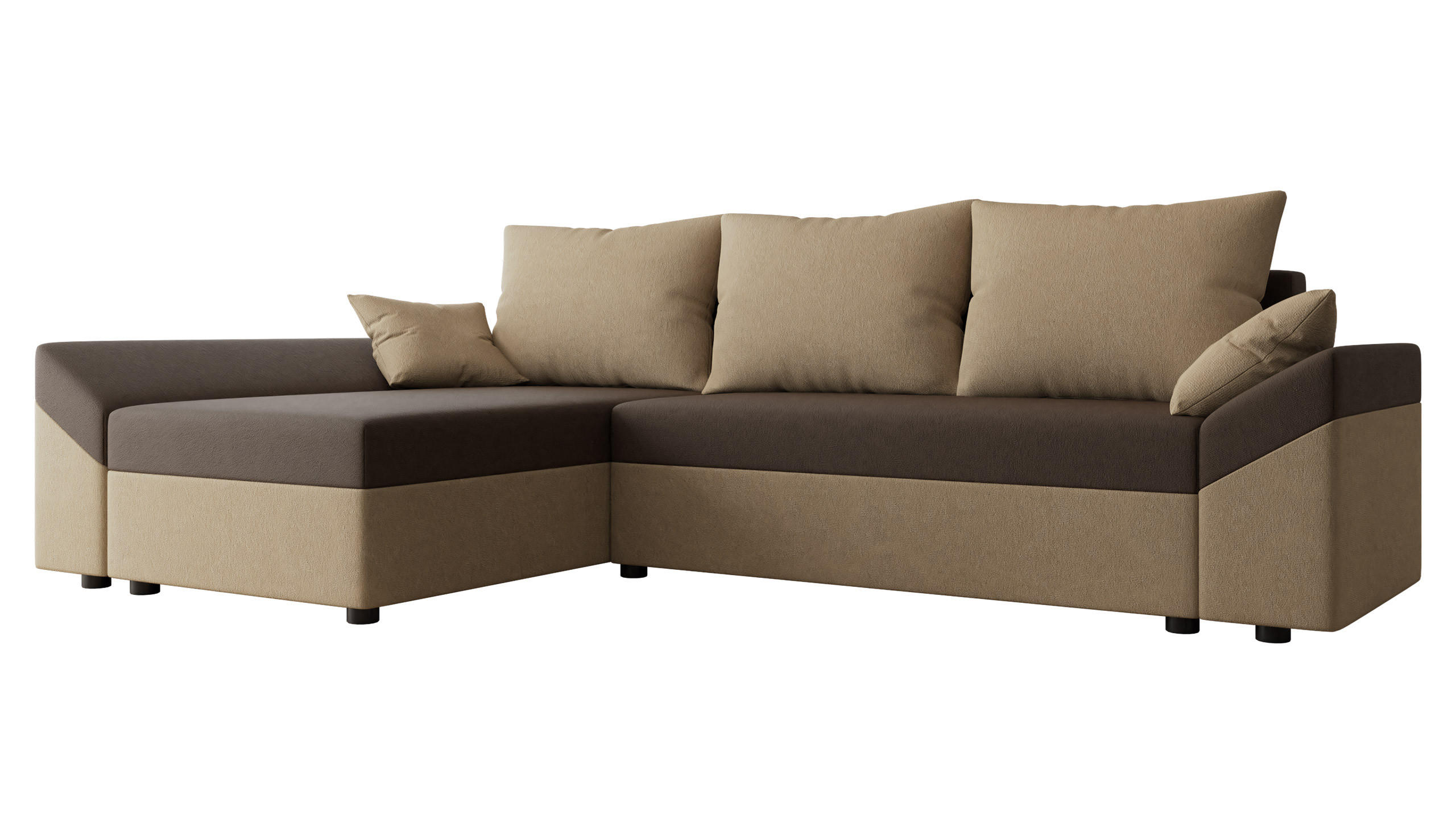 ECKSOFA Dante L - Beige/Schwarz, Holz/Kunststoff (240/140cm) - MIRJAN24