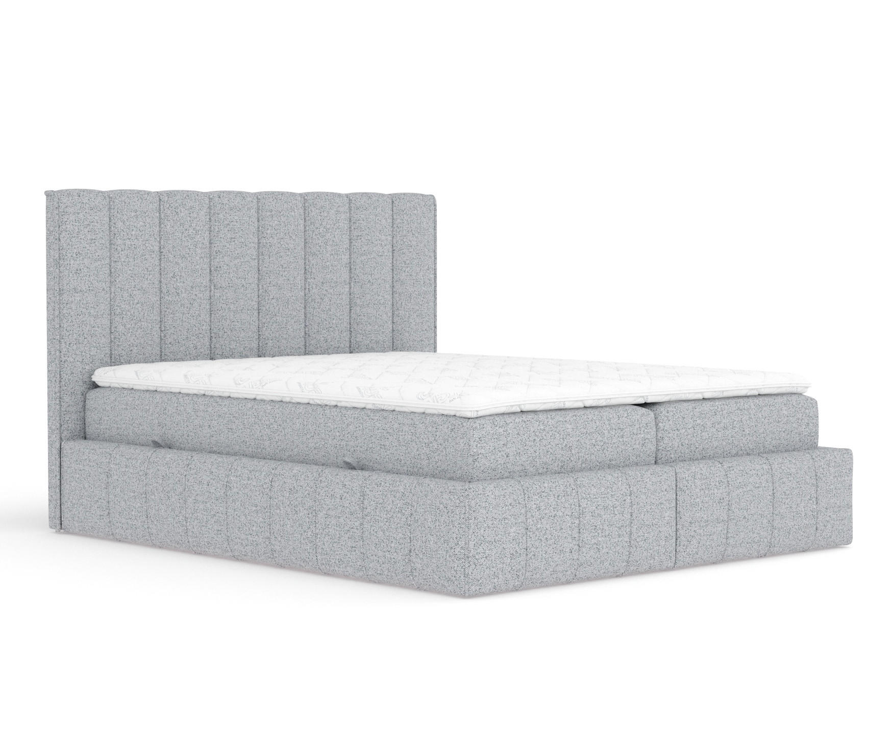 BOXBETT Moretti Grau 180/200 cm mit Matratze und Topper - Schwarz/Grau, Holz/Holzwerkstoff (180/200cm) - Maison de Reve