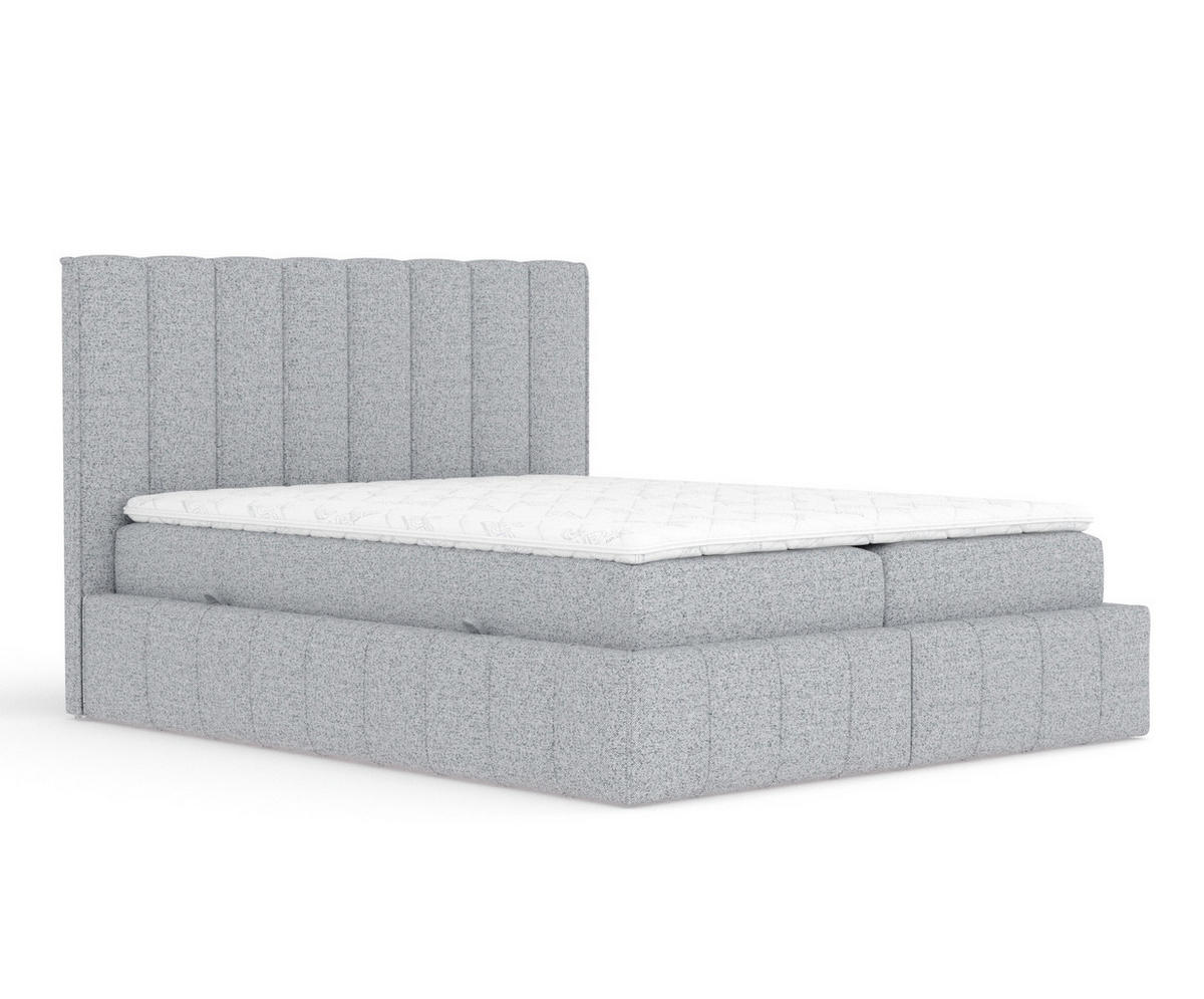 BOXBETT Moretti Grau 180/200 cm mit Matratze und Topper - Schwarz/Grau, Holz/Holzwerkstoff (180/200cm) - Maison de Reve