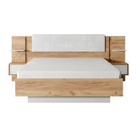 BETTRAHMEN - 2 Personen - samt - naturfarben hell, weiß Elynia - Weiß, Holz/Textil (160/200cm) - Vente-Unique