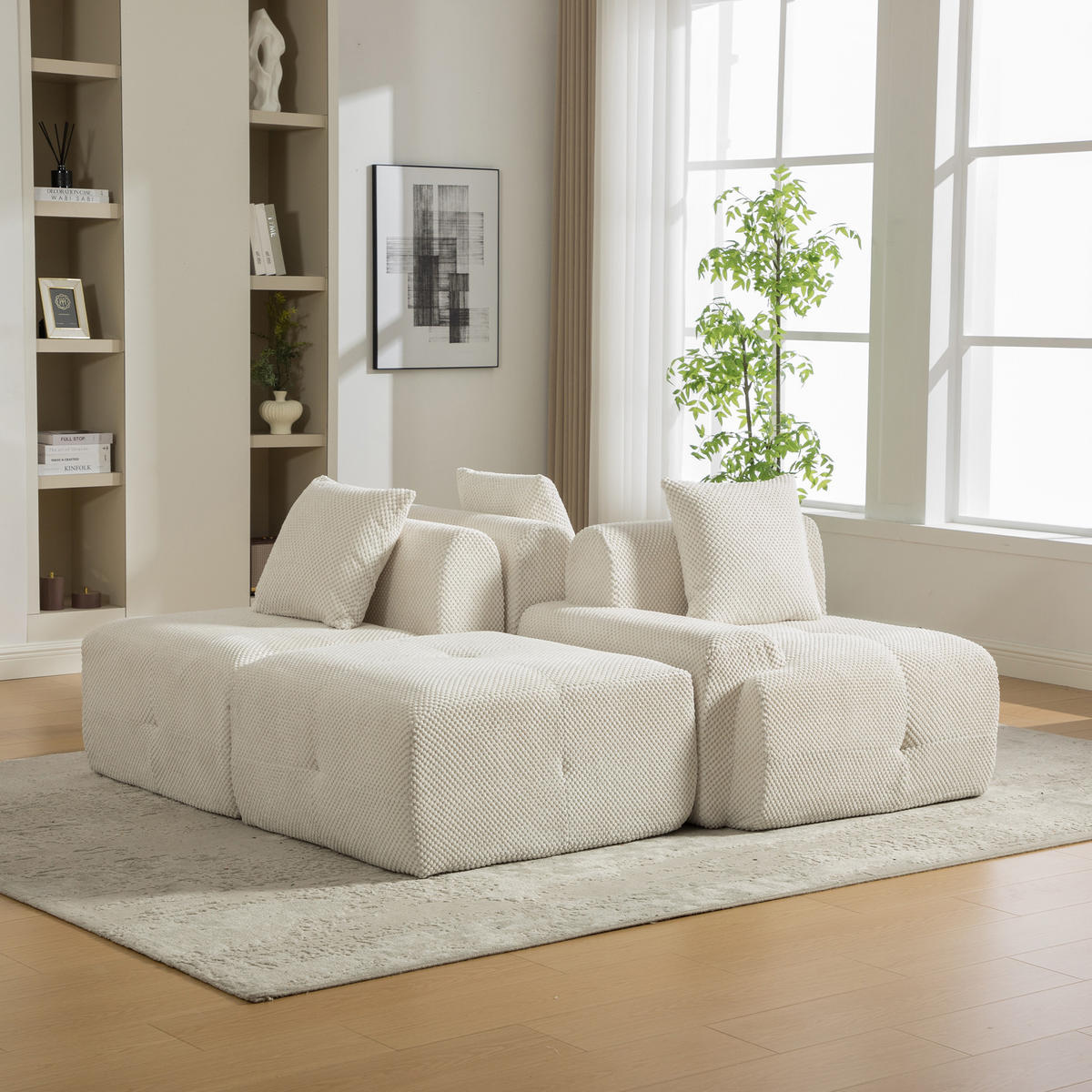 ECKSOFA DE-35163 mit Chenille-Bezug Beige - Beige, Textil (176/266cm) - ComfortXL