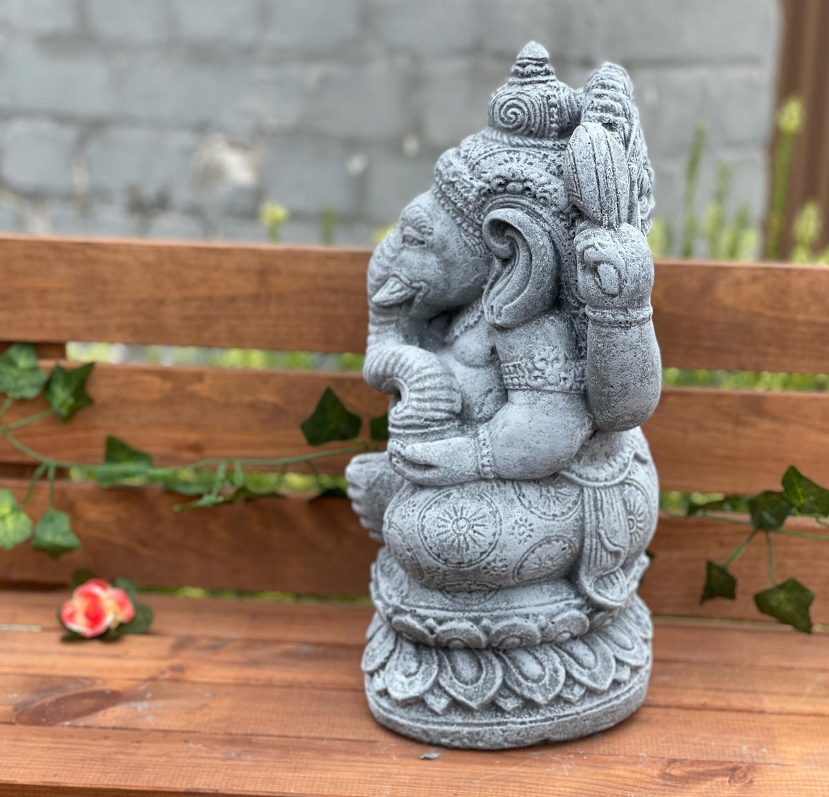 STEINFIGUR Ganesha frostfest Steinguss massiv - Grau, Stein (19/35/16cm) - stoneandstyle