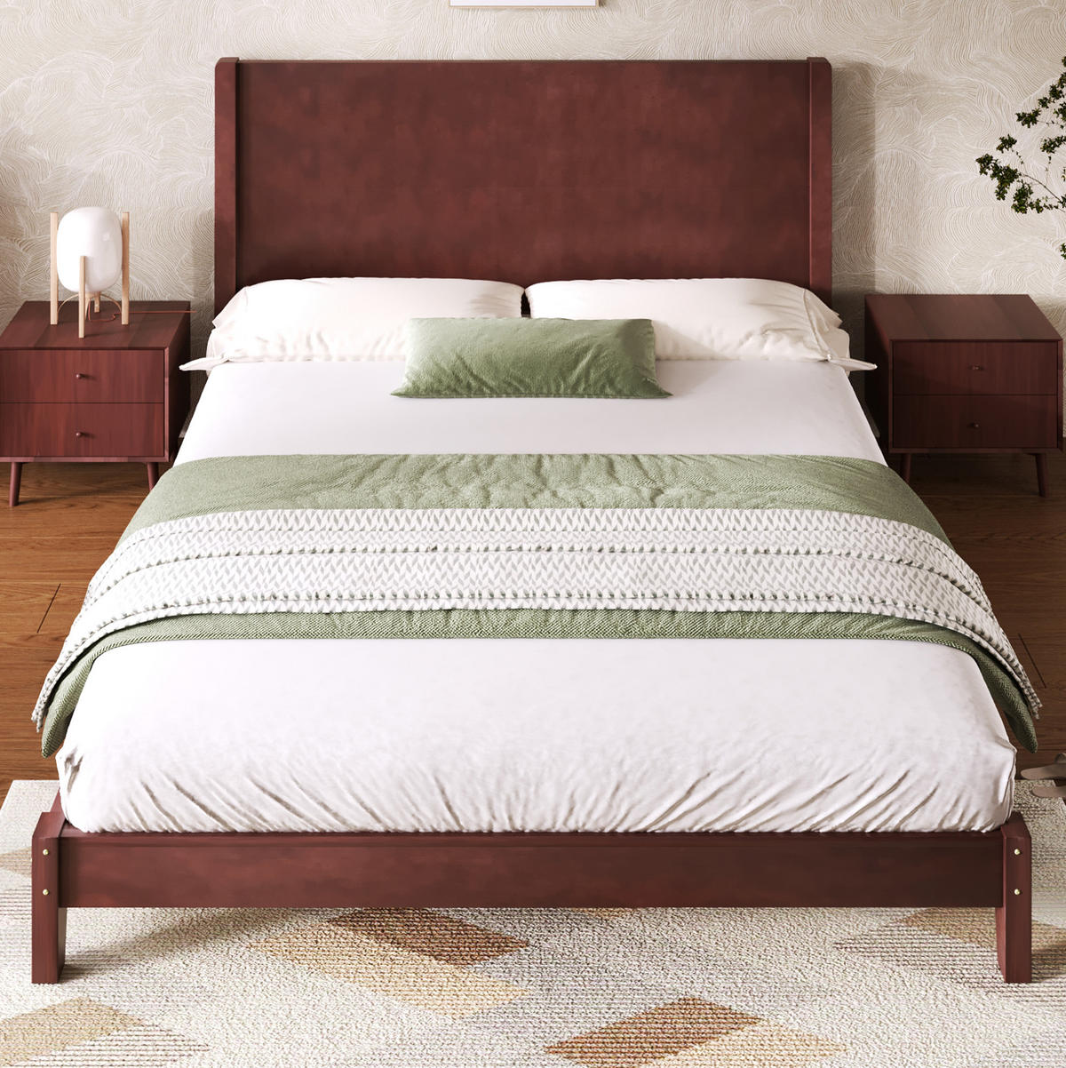 PLATTFORMBETT 160/200 cm mit Kopfteil und Lattenrost aus MDF und Kiefer, Braun - Braun, Holzwerkstoff (160/200cm) - Redom