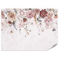 FOTOTAPETE für Schlafzimmer Aquarell Bunte Blumen Ranken Blätter 400x280 - Rot/Rosa, Papier (400/280cm) - Muralo