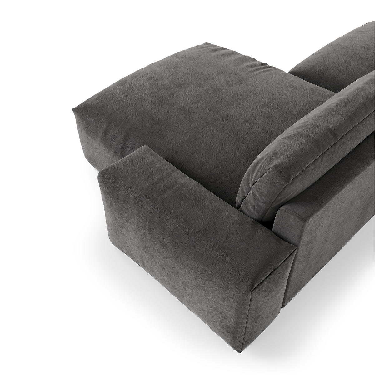 ECKSOFA RECHTS Samt Graphitgrau 310cm - Graphitfarben/Grau, Textil (310/174cm) - Sia Home