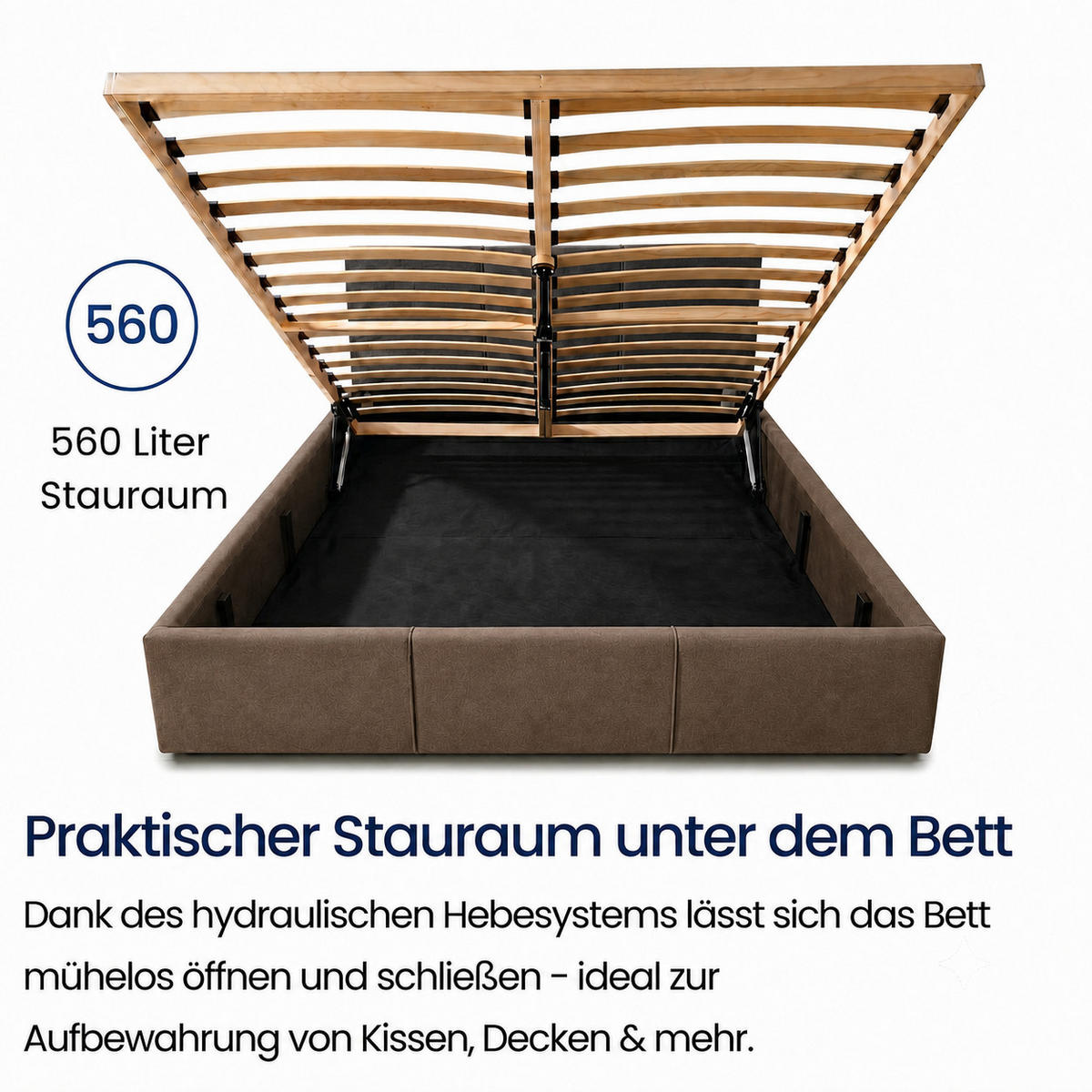 POLSTERBETT mit Stauraum 120x200 cm in Kaffee - Hellbraun, Holzwerkstoff (120/200cm) - Home Collective