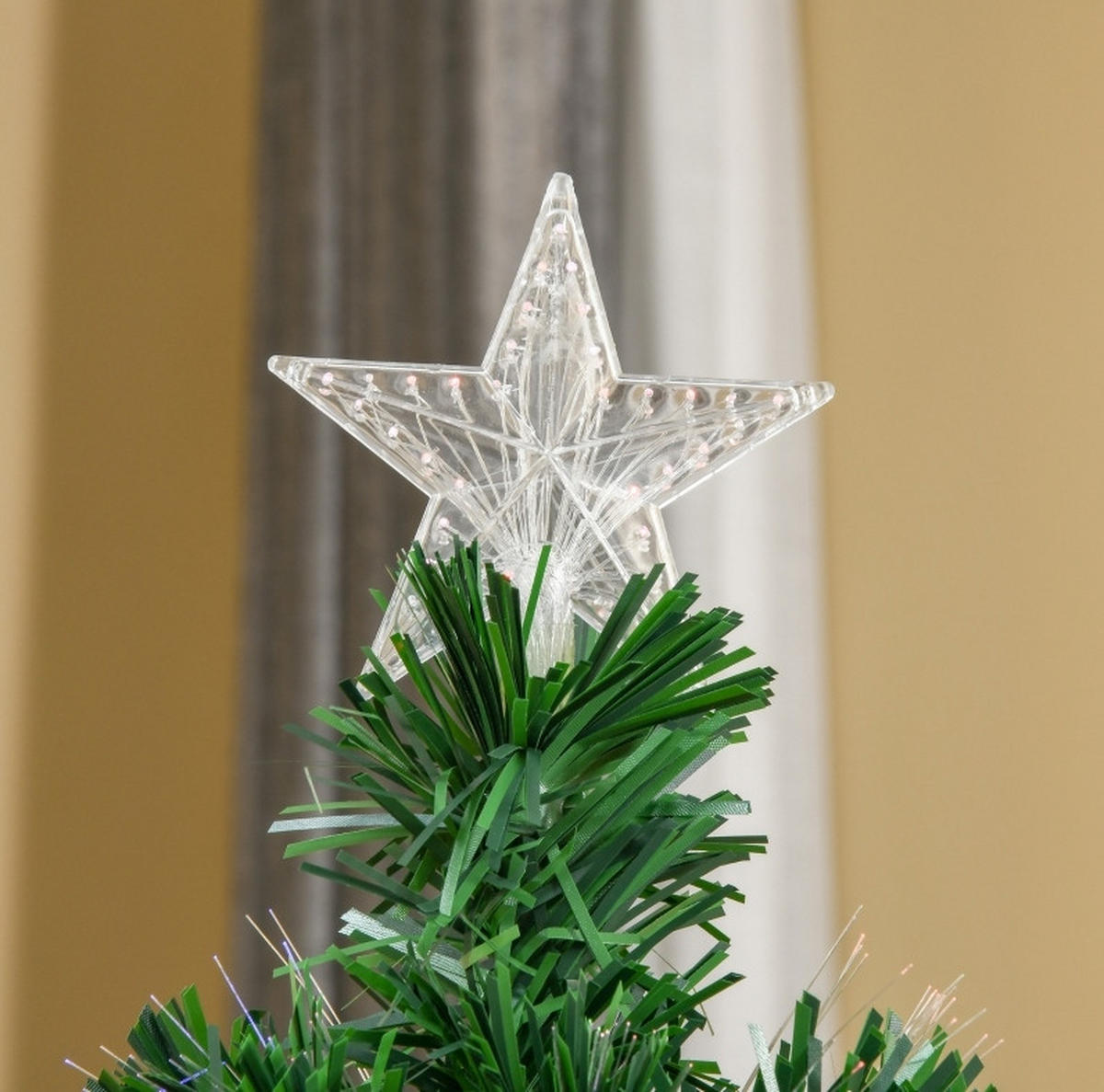 WEIHNACHTSBÄUME 75/75/150 cm grün aus Metall mit Glasfaser-Lichtschmuck - Grün, Metall (150cm) - OKWISH