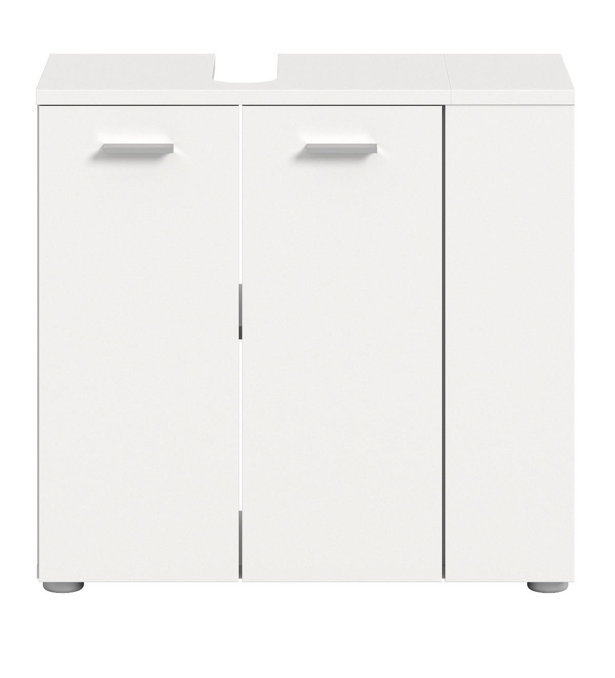 WASCHBECKENUNTERSCHRANK weiß 65 cm, Set mit Regal - Silberfarben/Weiß, Holzwerkstoff/Kunststoff (65/62/31cm) - Inn.Furn