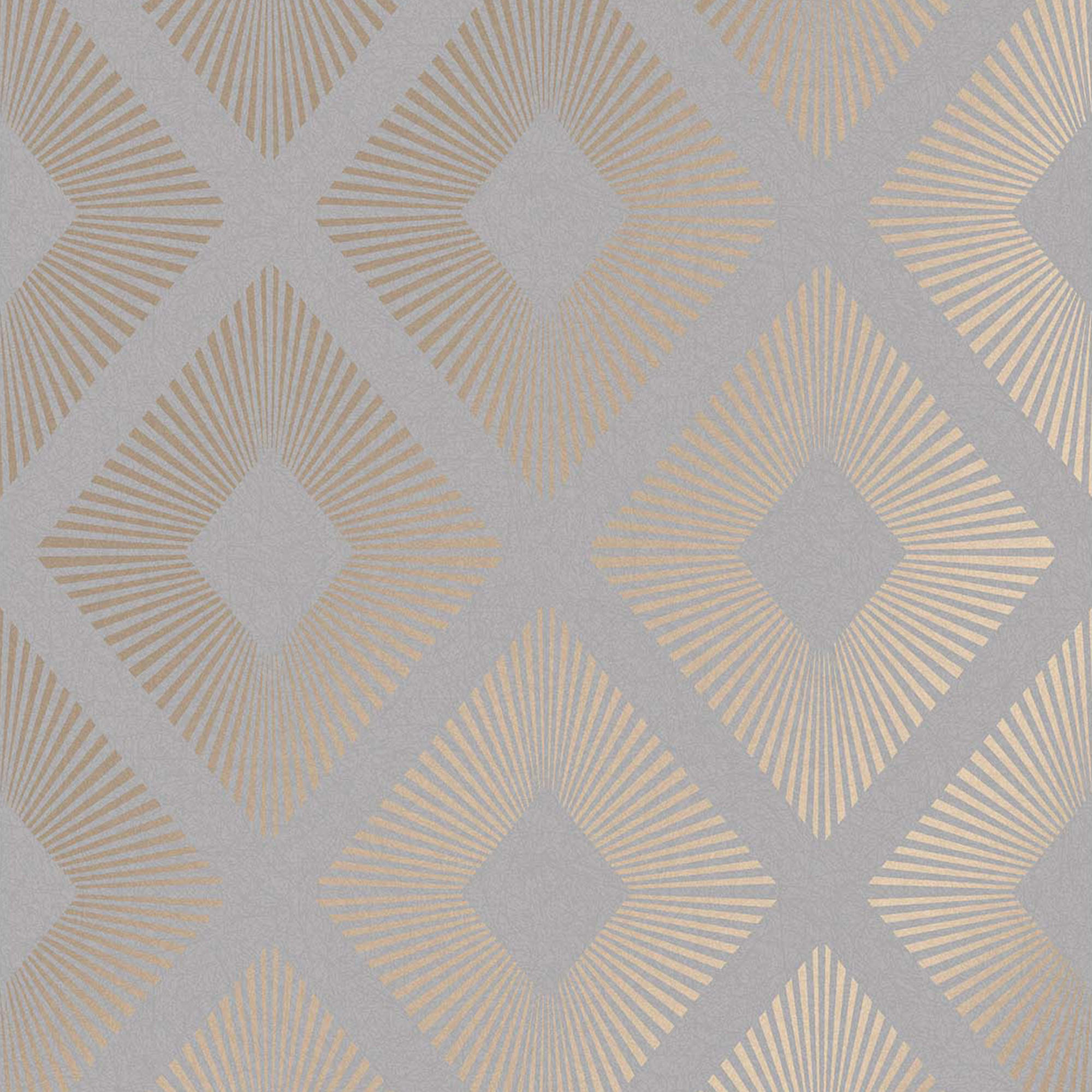 VLIESTAPETE Art-Déco Diamant Roségold-Grau - Grau, Papier/Kunststoff (52/1000cm) - next