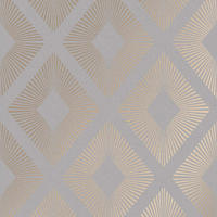 VLIESTAPETE Art-Déco Diamant Roségold-Grau - Grau, Papier/Kunststoff (52/1000cm) - next