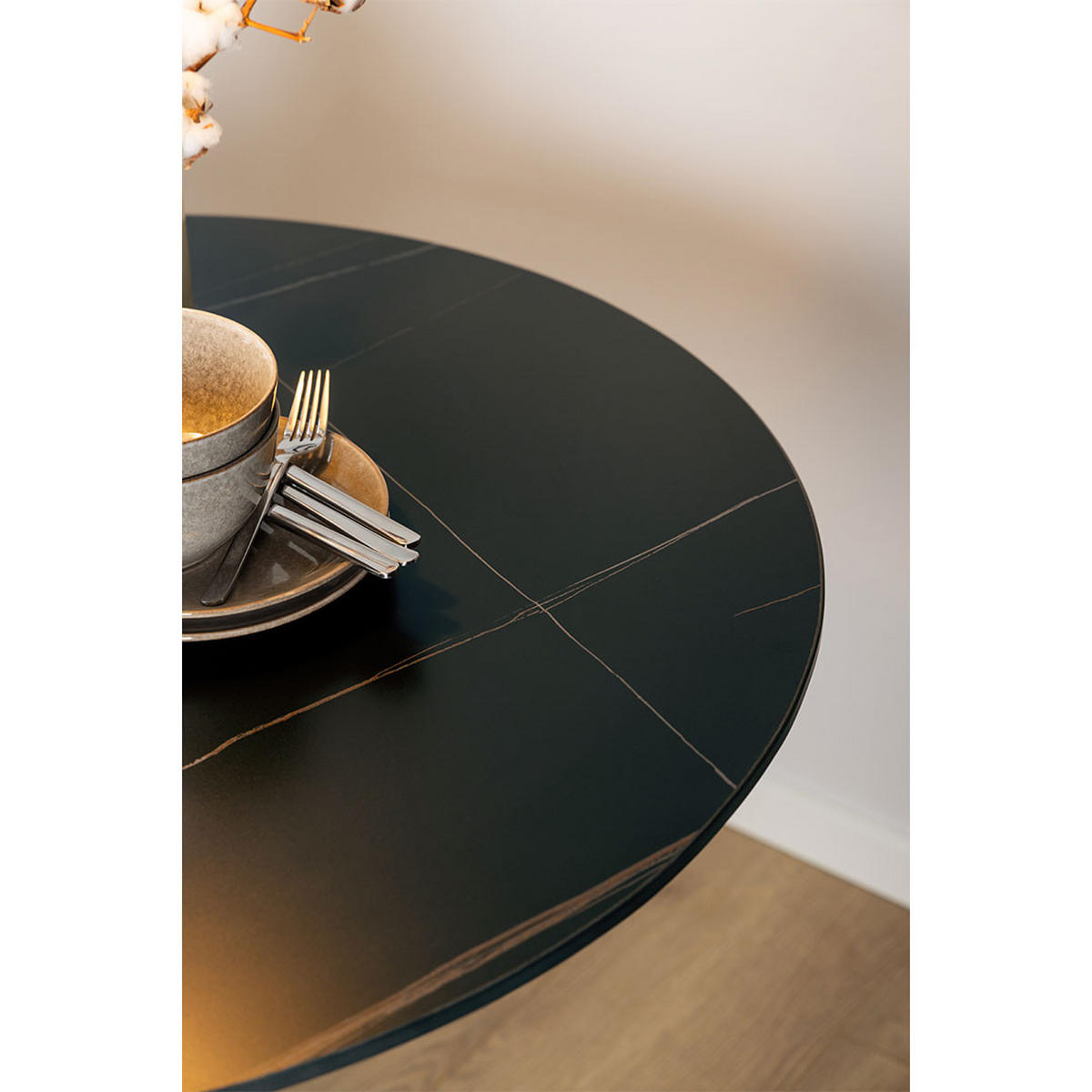 ESSTISCH, Malta, Schwarz, Metall / Keramik, 90 x 90 x 75 cm - Schwarz, Metall (90/90/75cm) - ebuy24