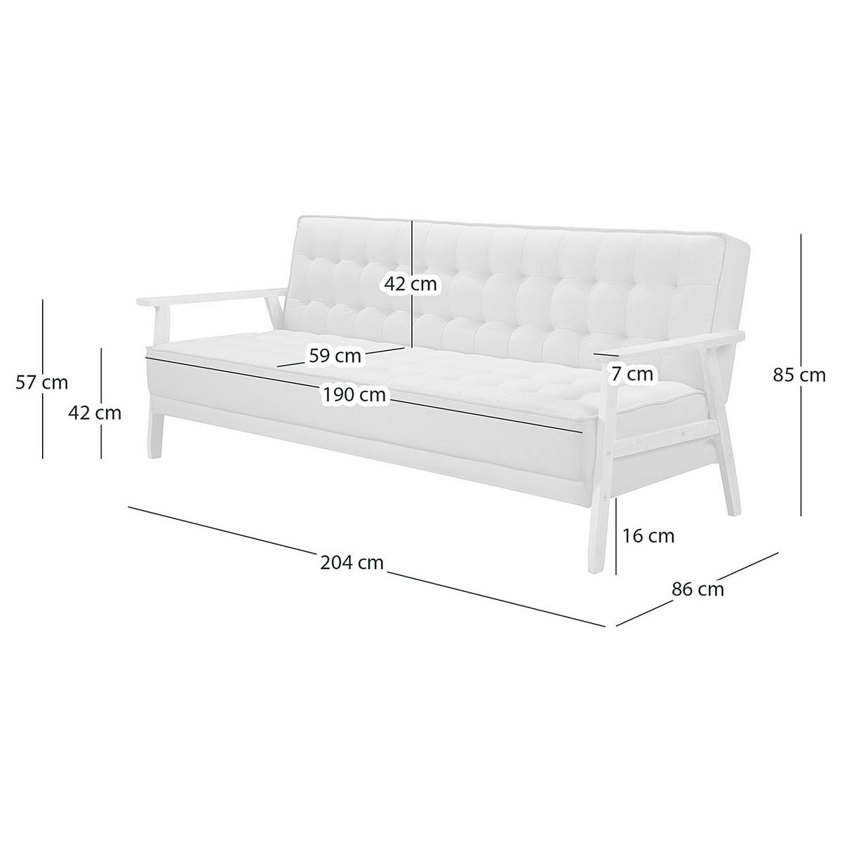 SCHLAFSOFA - Dunkelgrau, Birkenholz/Textil (204/85/86cm) - home24