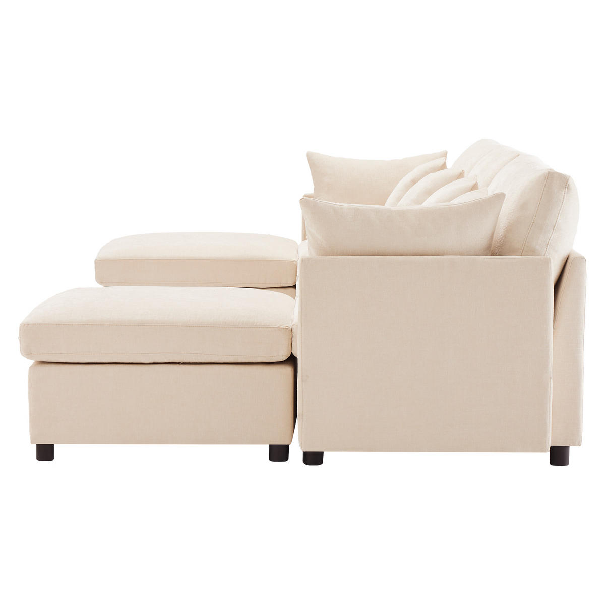 WOHNLANDSCHAFT 278/161/81 cm Beige mit 2 Fußhocker - Beige, Textil (278/81/161cm) - Oxeza