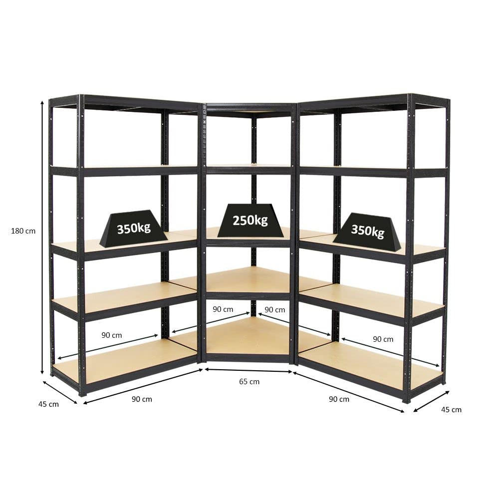 ECKREGAL Elephant 2er-Set mit Schwerlastregal Slim Elephant Fachlast 250 kg Schwarz - Schwarz, Metall (90/180/45cm) - PROREGAL